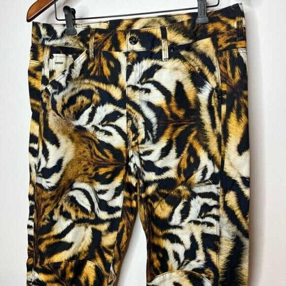 G-Star Raw Womens 5622 3D Mid Boyfriend Tiger Print Trouser Multicolor Size 29 - Picture 3 of 13